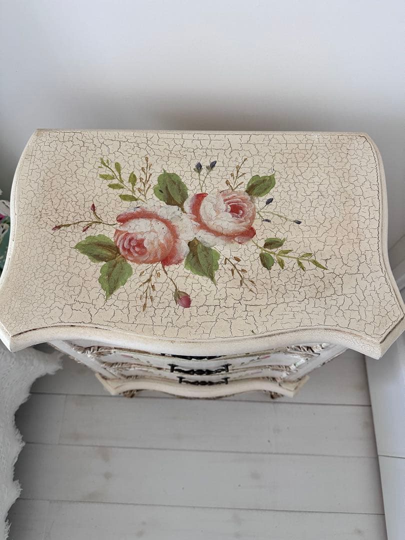 ロココ調家具/アンティーク家具/クラック塗装/薔薇ペイント家具/イマンマニー好き