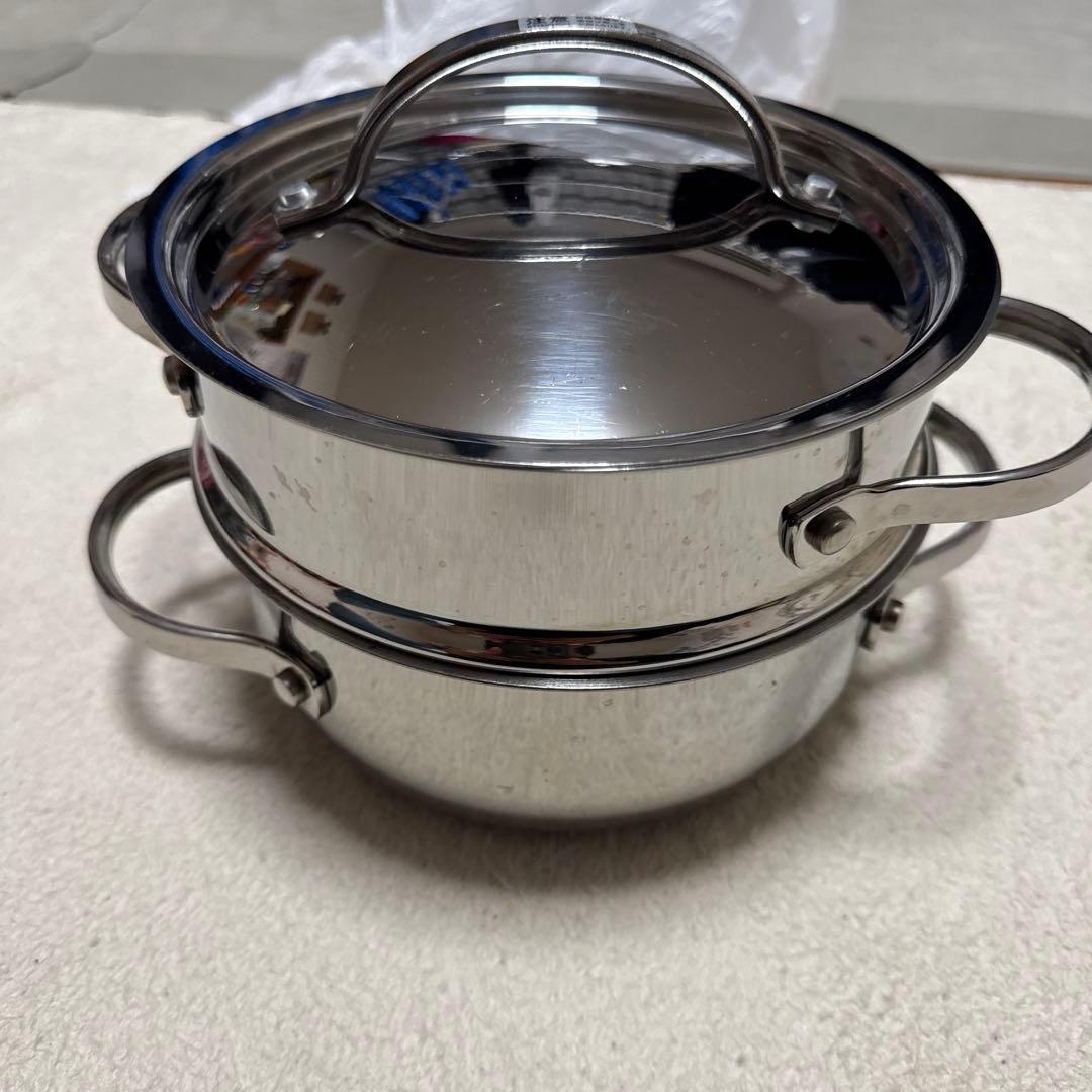 マイヤー　MAXIM スチーマーセットスレンレス両手鍋 18cm