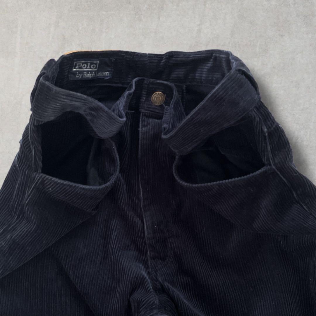 ポロ ラルフ コーデュロイパンツ 太畝 ストレート 革パッチ 日本製 ネイビー