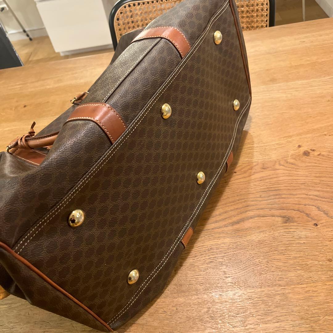 CELINE ブラウン マカダム柄 レザーボストンバッグ　南京錠あり