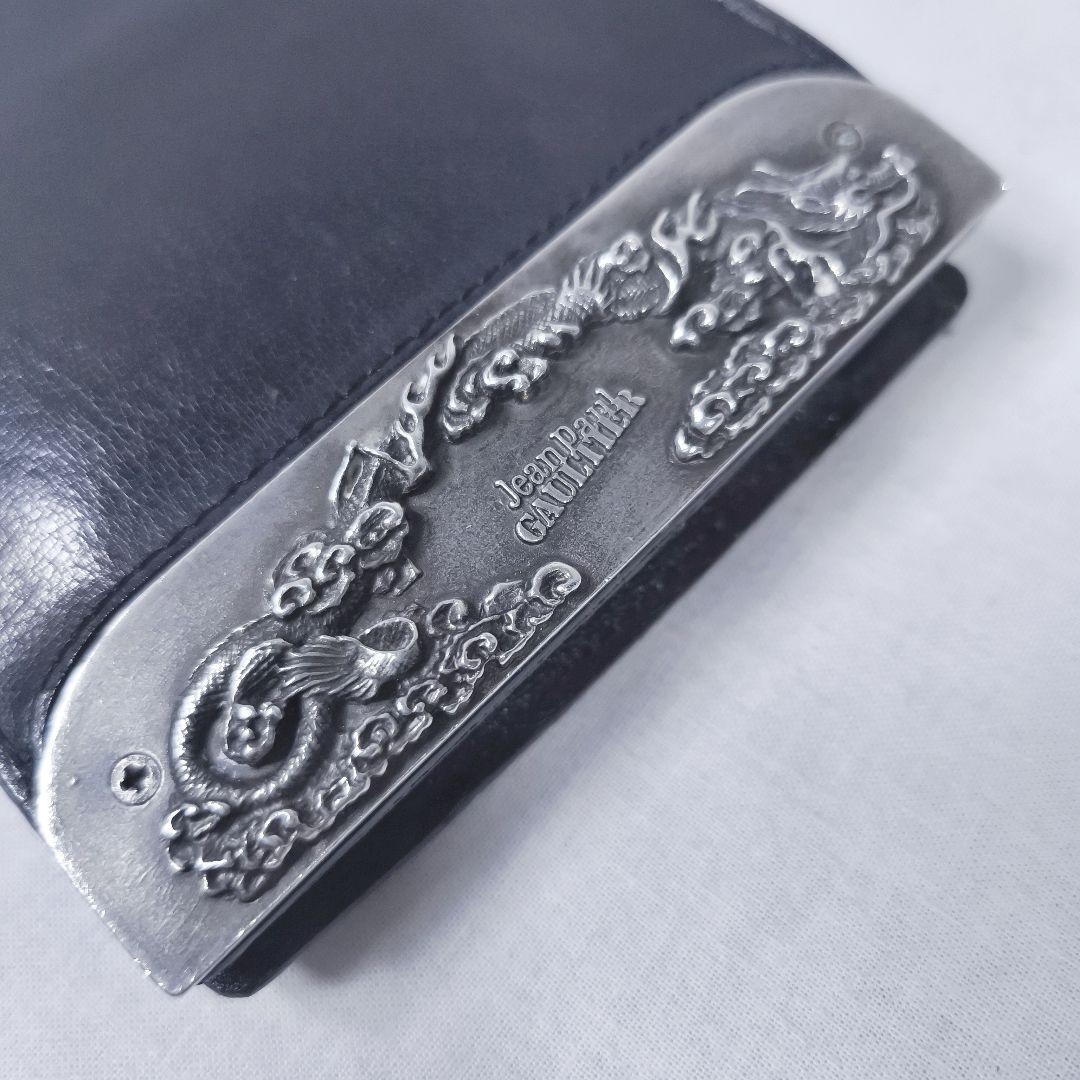 希少ヴィンテージ‼️　ジャンポールゴルチエ　ドラゴン金具　折り財布　黒