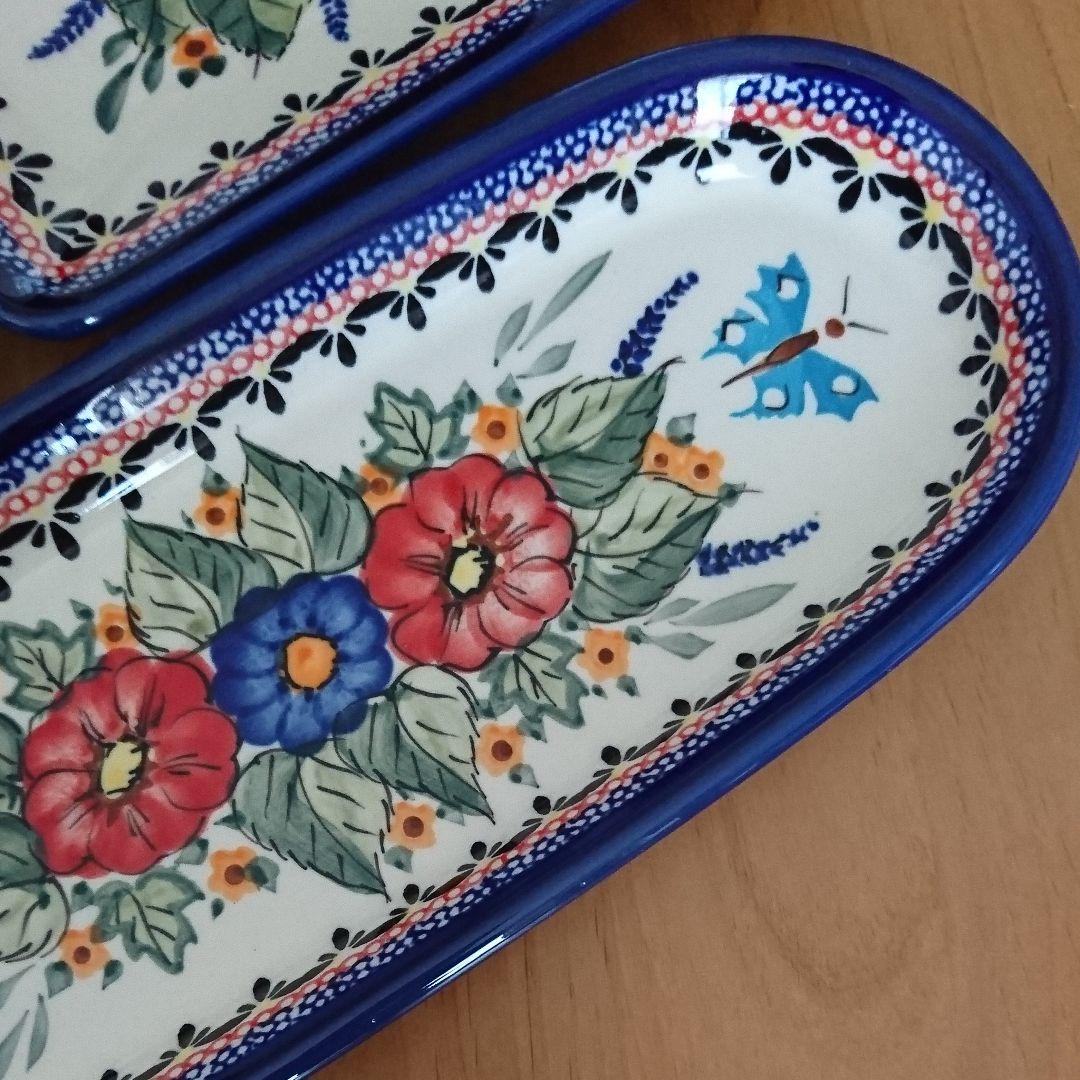 ポーリッシュポタリー お皿(赤花) ３個セット