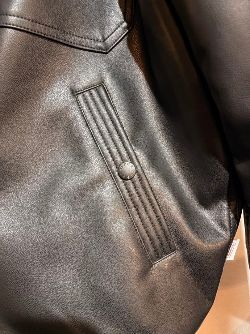 ALPHA INDUSTRIES フーデッドリブジャケット フェイクレザー