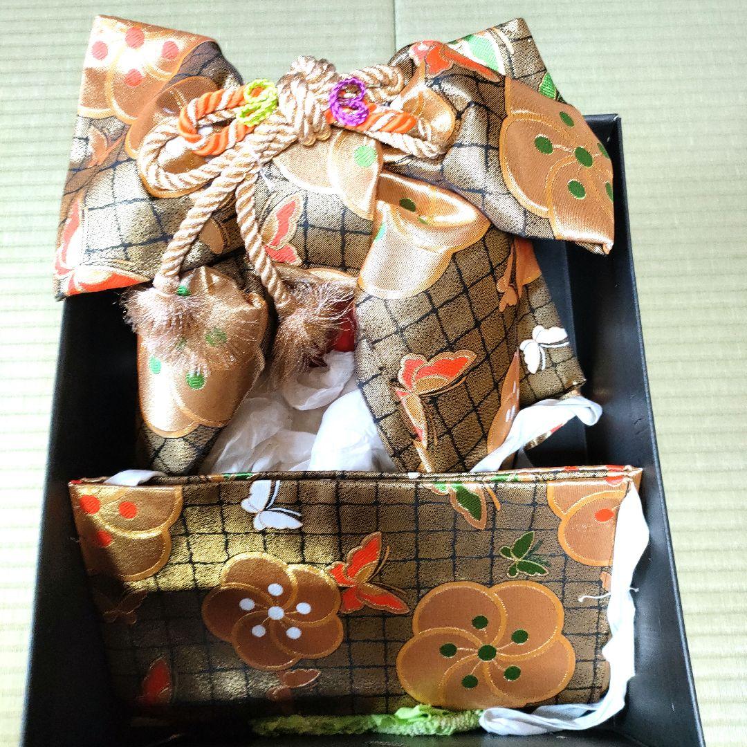 七五三用　正絹袋帯　金色花柄装飾品　こども　金糸