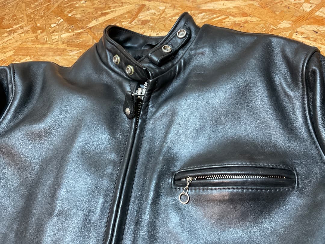 ショット USA製 641 レザー 立襟 シングルライダースジャケット 40