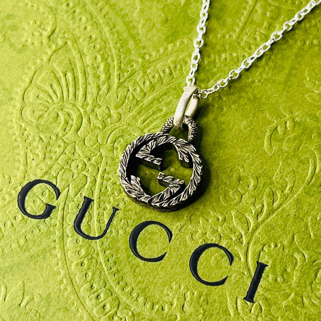 【極美品✨】GUCCI ネックレス インターロッキングG アラベスク 燻加工