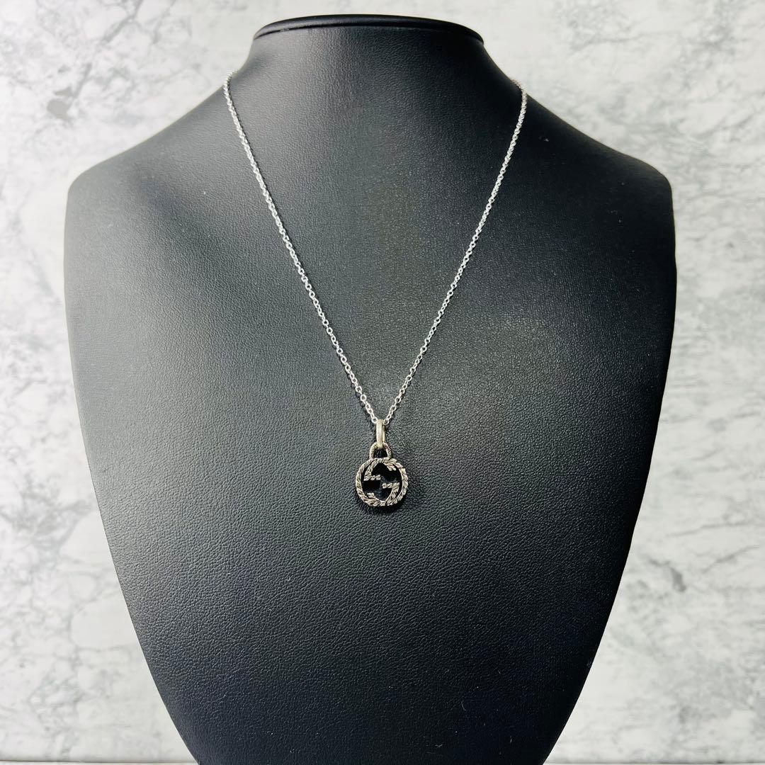 【極美品✨】GUCCI ネックレス インターロッキングG アラベスク 燻加工