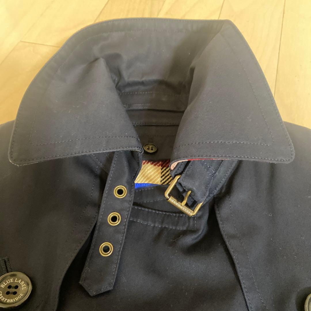 美品ブルーレーベルCRESTBRIDGE ライナー付きショート丈トレンチコート紺
