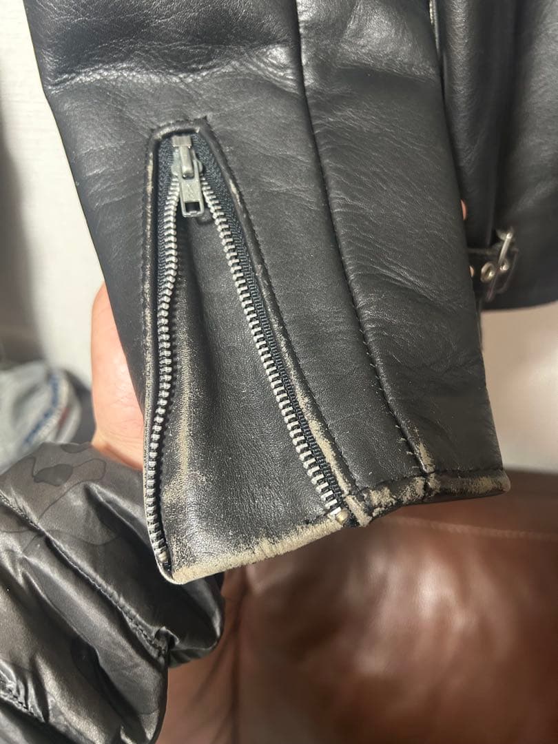 ライナー欠品　特価！ショットschottスタンド立ち襟シングル641黒38