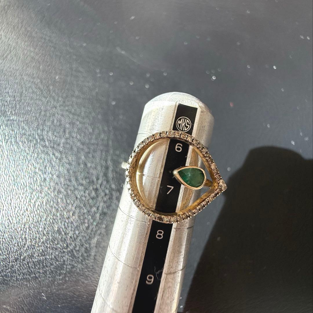 lotus エメラルドフラワーダイヤモンドリング　7号