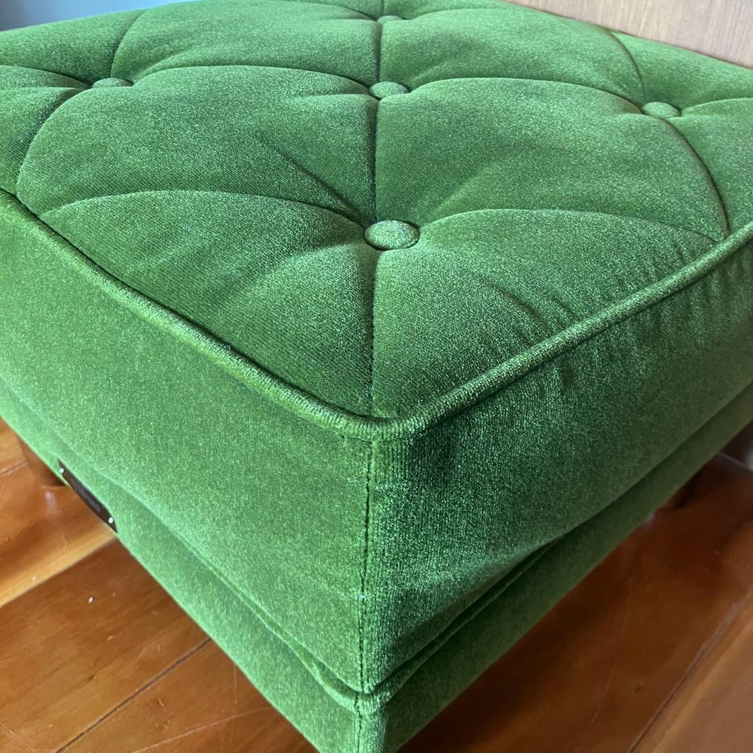 カリモク60 モケットグリーン オットマン ウォールナット