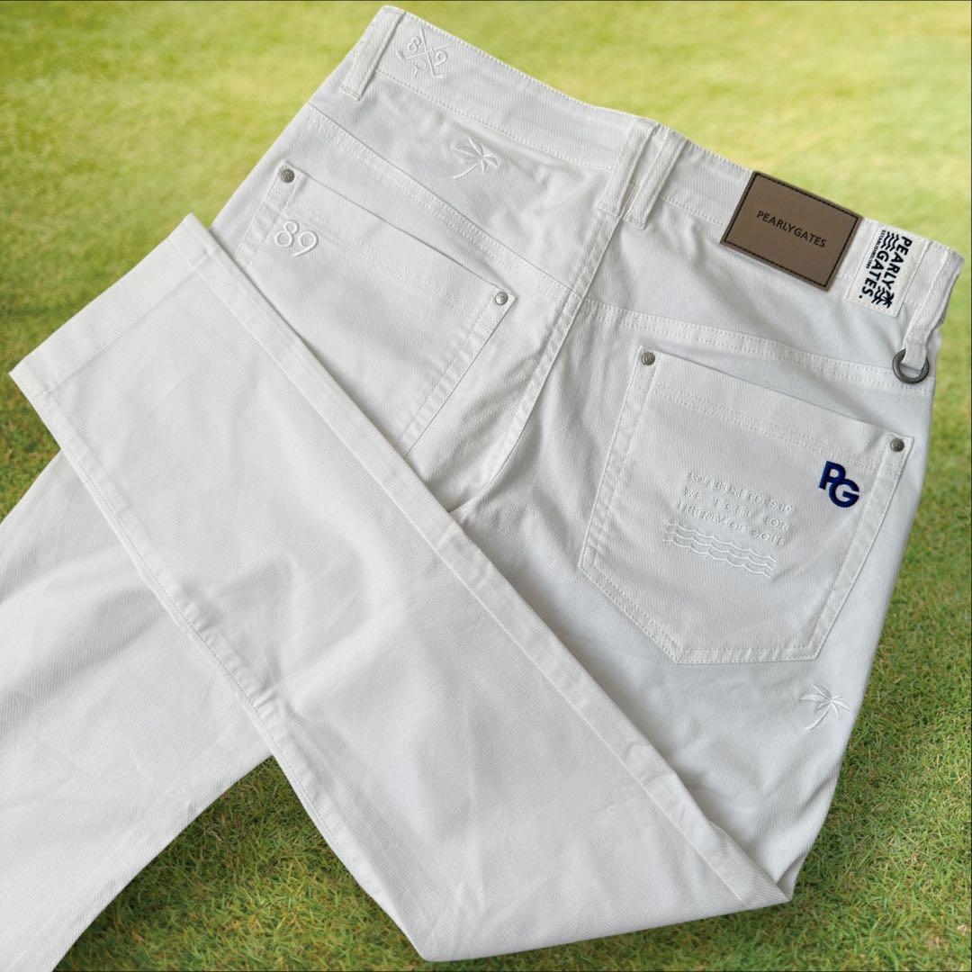 現行モデル　美品　パーリーゲイツ　パンツ　白　S〜M相当　ホワイト　コットン　3