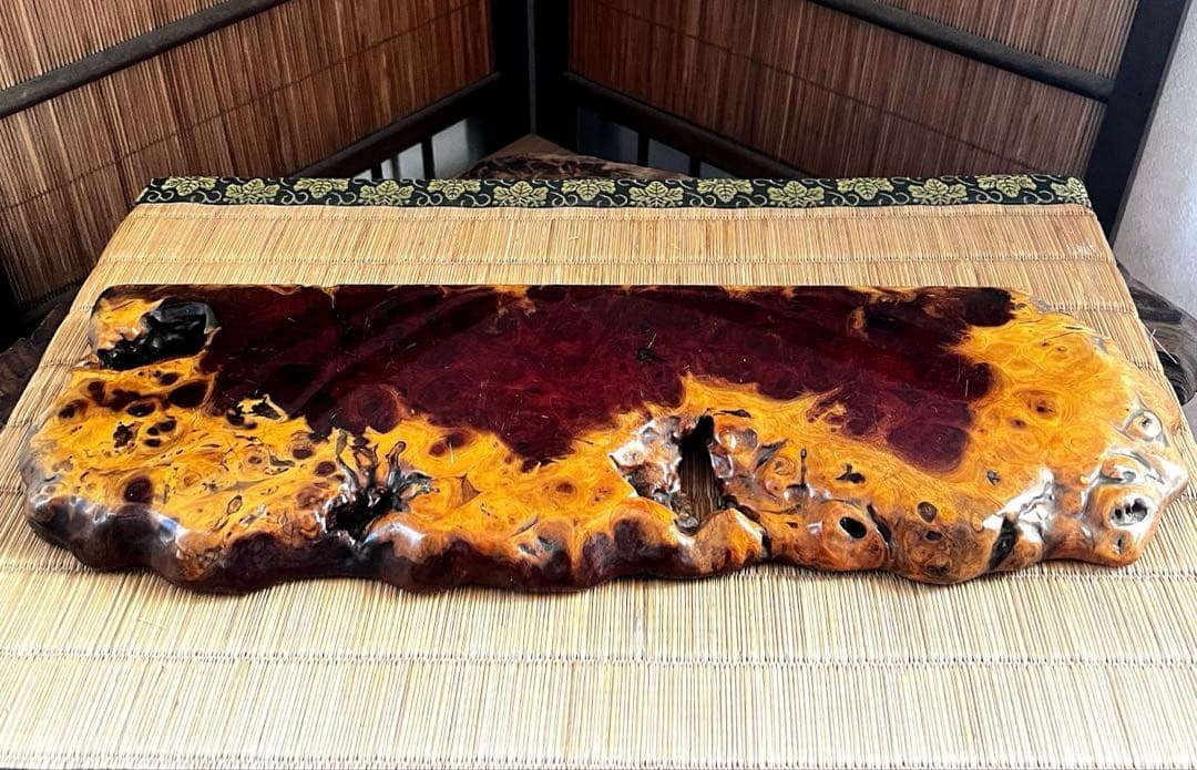 時代 花梨 玉杢 瘤 花台 香台 盆栽台 平台 約45㎝