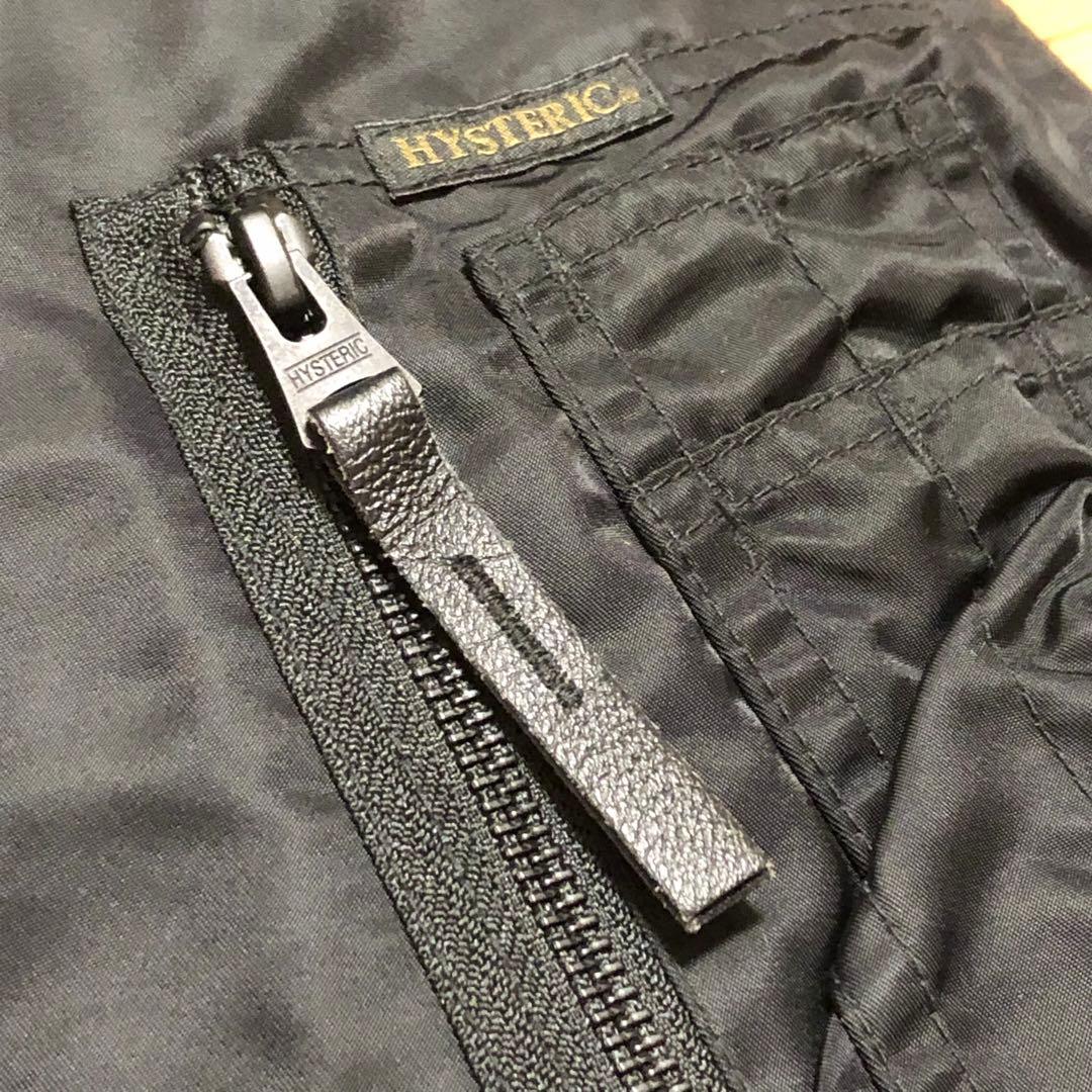 ヒステリックグラマー フードファー付き フライトジャケット アーム刺繍ロゴ付き