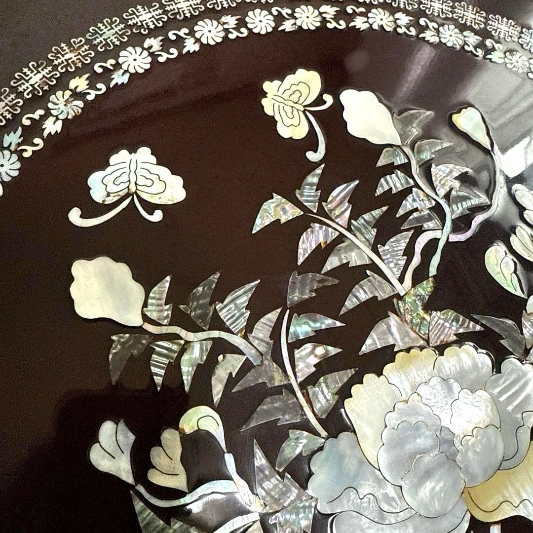 【美品】韓国伝統工芸 螺鈿細工 貝殻細工　ちゃぶ台　ローテーブル　座卓　折り畳み