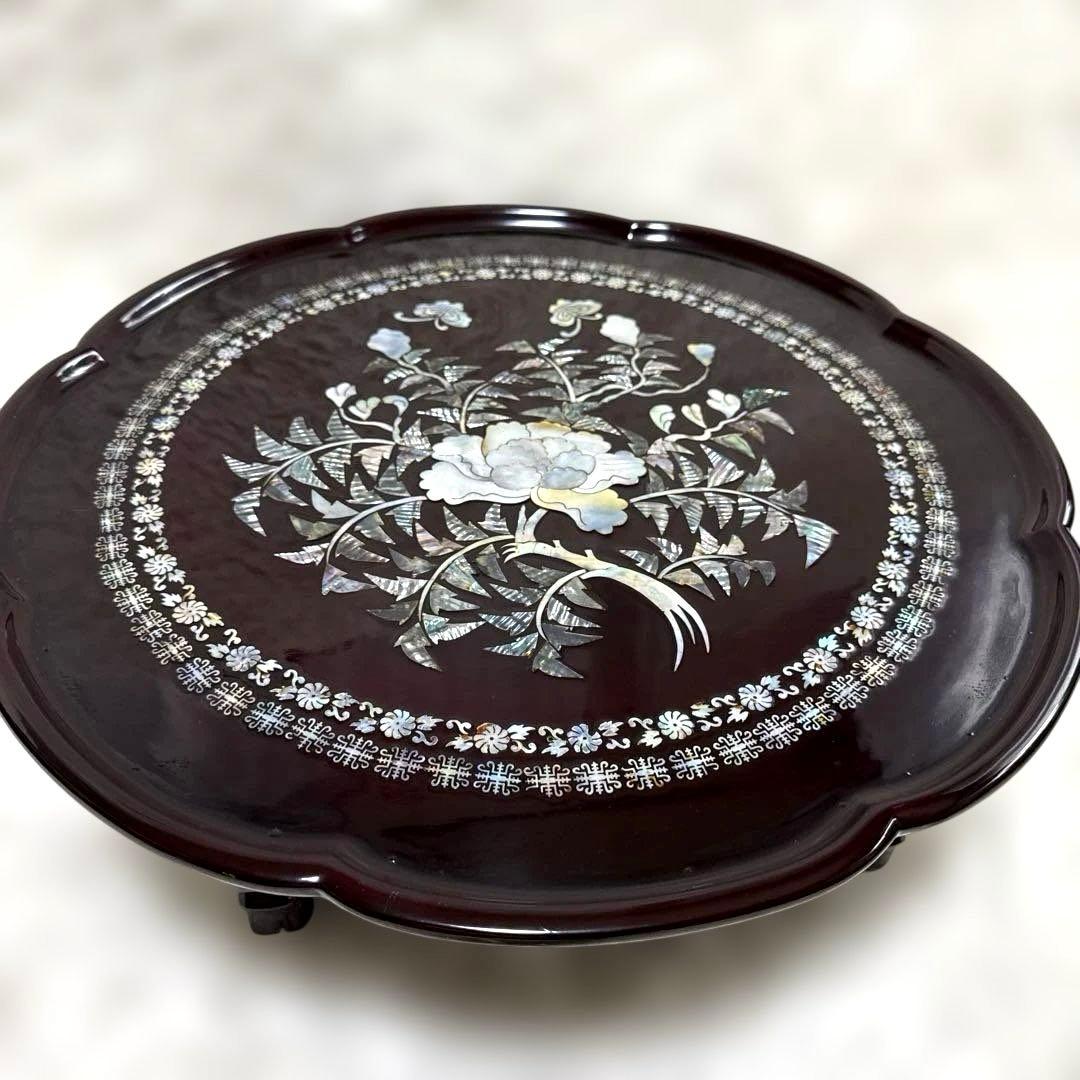 【美品】韓国伝統工芸 螺鈿細工 貝殻細工　ちゃぶ台　ローテーブル　座卓　折り畳み