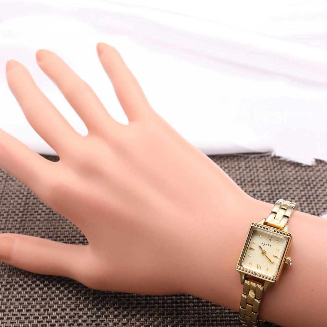 専用出品です。agete スクエア/動作良好 ダイヤ3P ゴールド 人気