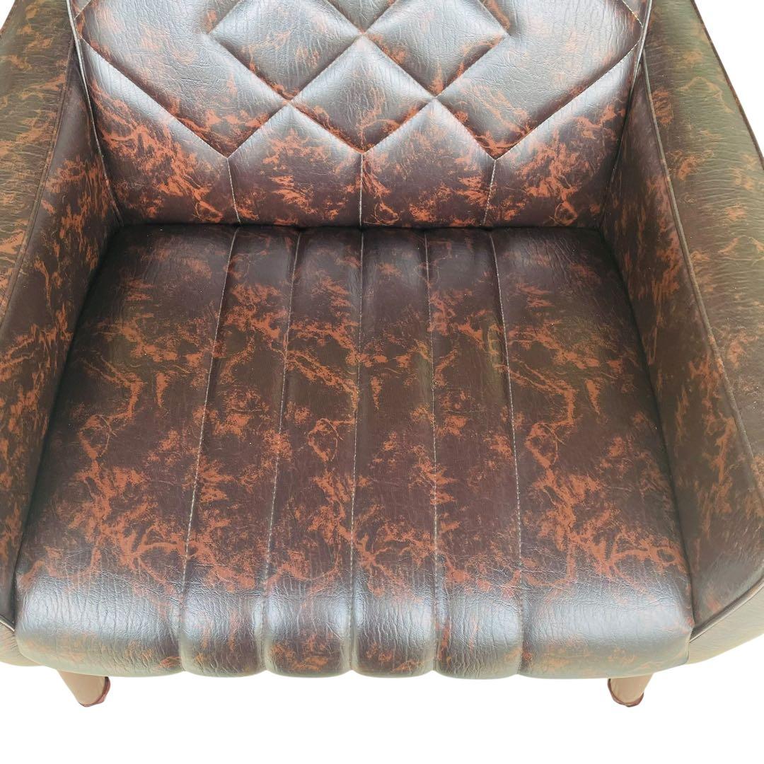 オールド カリモク 【超希少】ロビーチェア マーブル ブラウン ソファ シングル