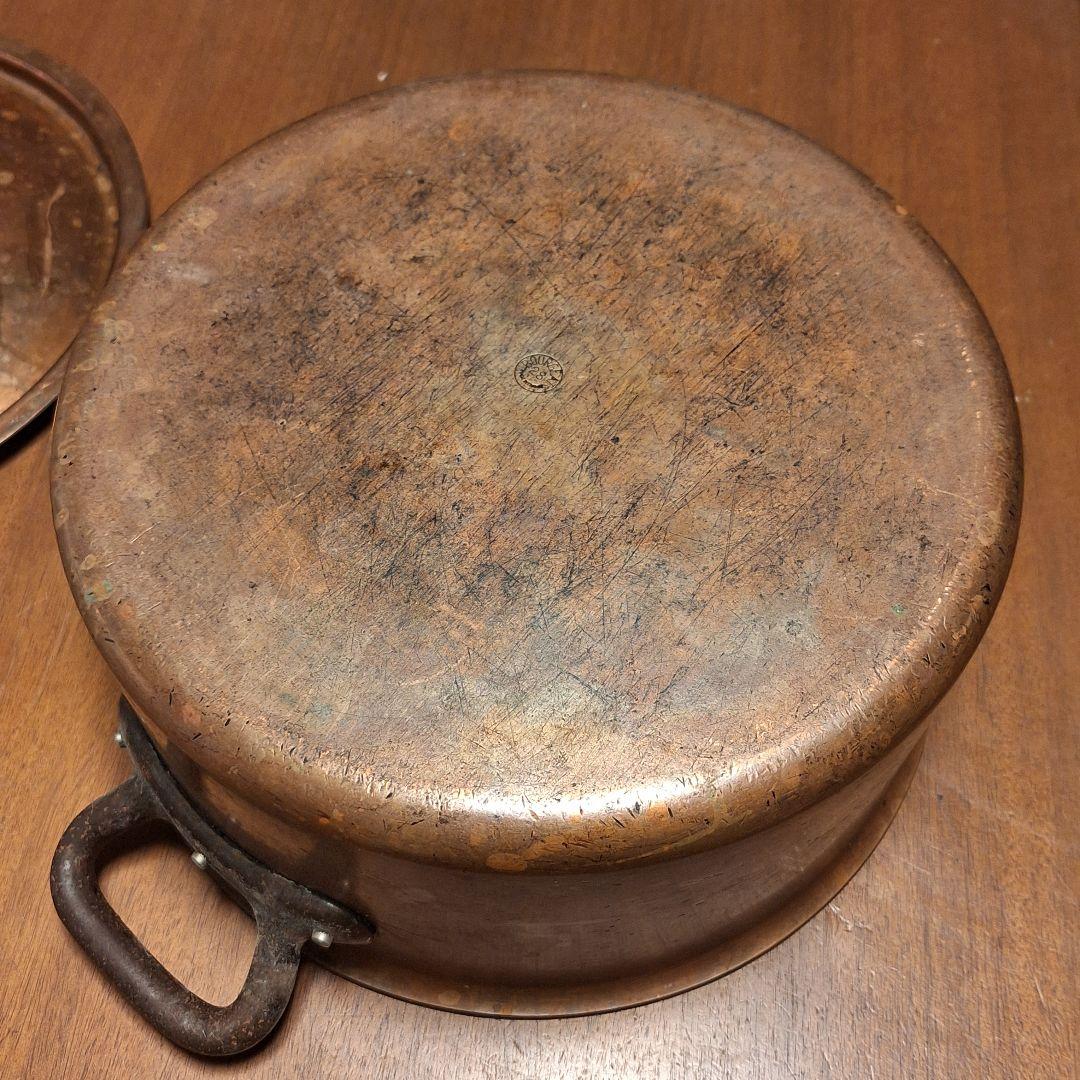 フランス製 銅鍋 28cm 内側ステンレス 銅蓋付　マトファー・ブウジャ