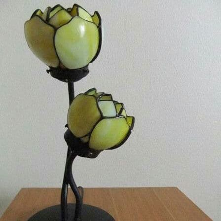 ステンドグラス二灯式ライト一点物新品