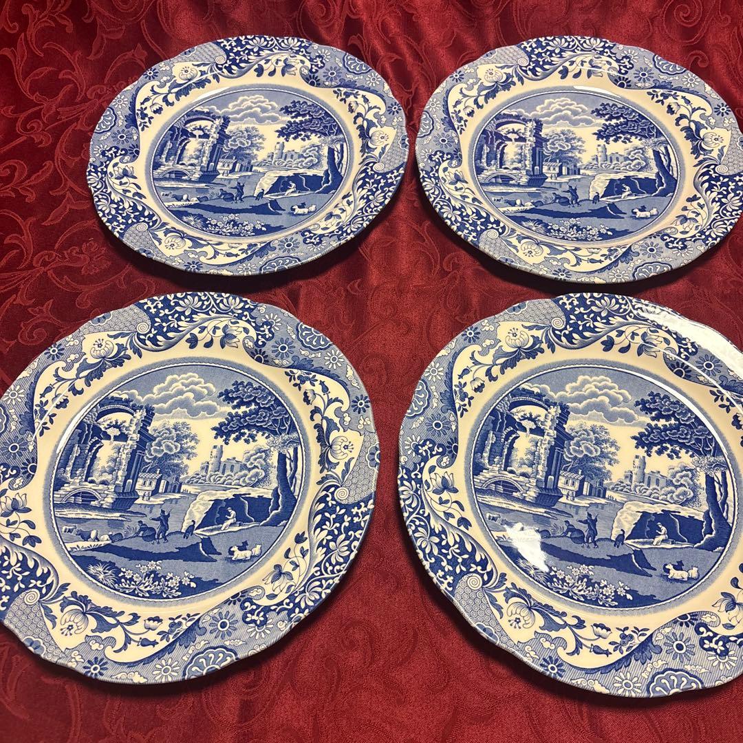 英国製　スポード　ブルーイタリアン　ディナー皿　４枚