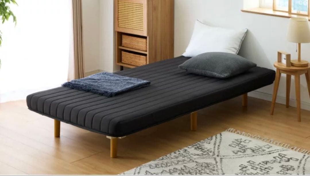 シングル 脚付きマットレス ブラック　マットレス　ベッド