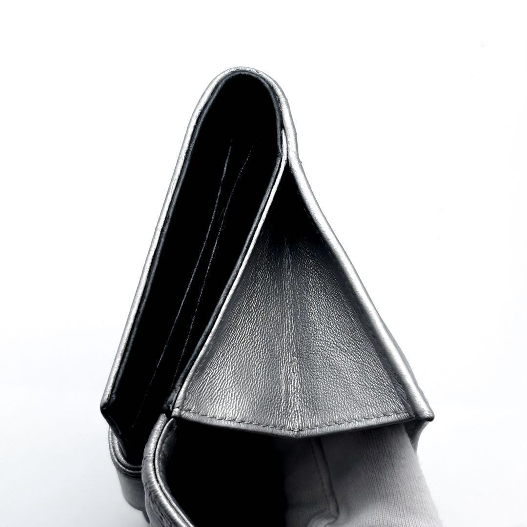 【美品✨】シャネル 財布 アイコンライン Wホック 二つ折 SV