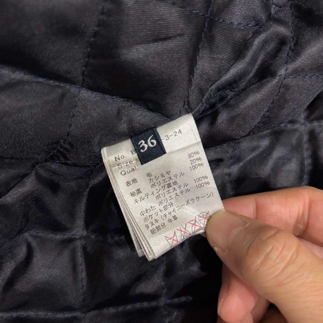 ボーダーズアットバルコニー ダッフルコート　カシミヤ混　ネイビー