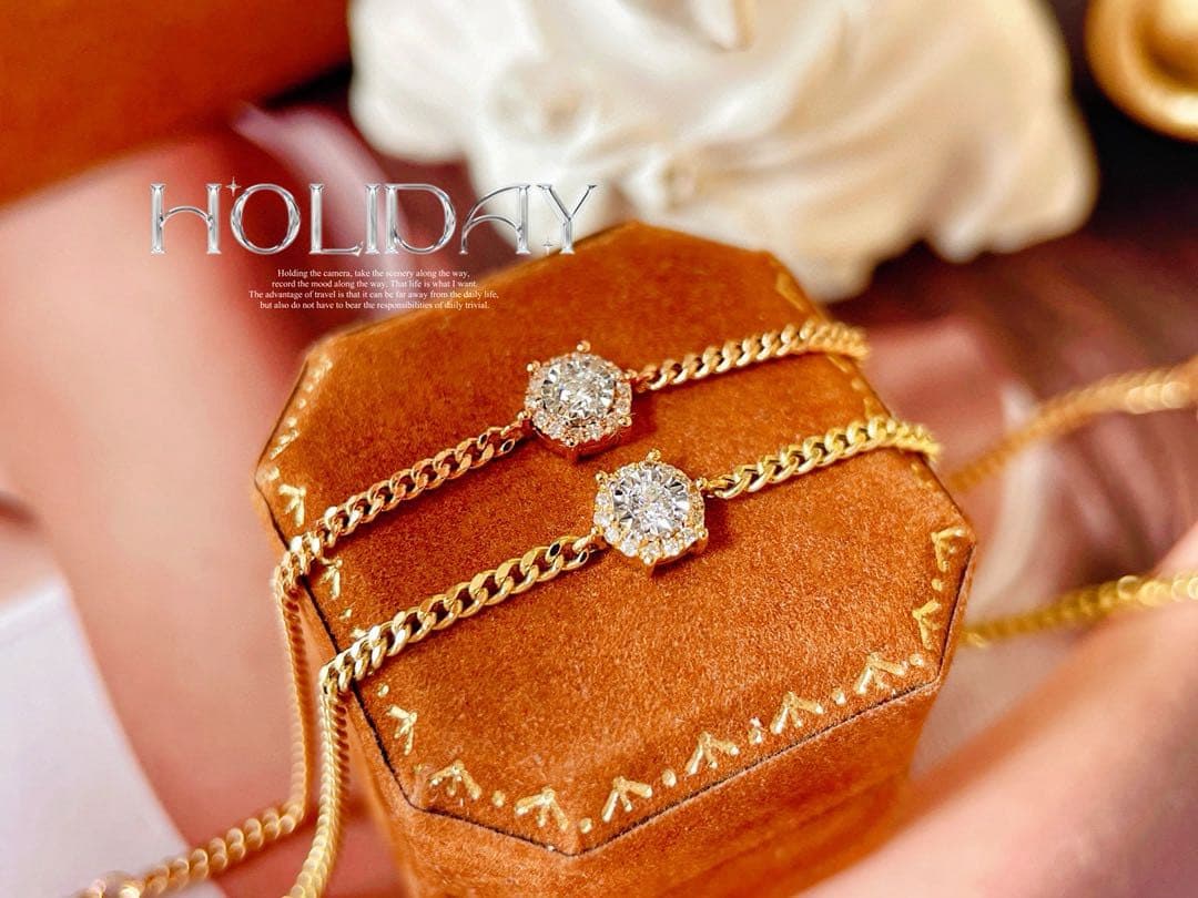 K18YG PG 天然　ダイヤモンド　ブレスレット　18金