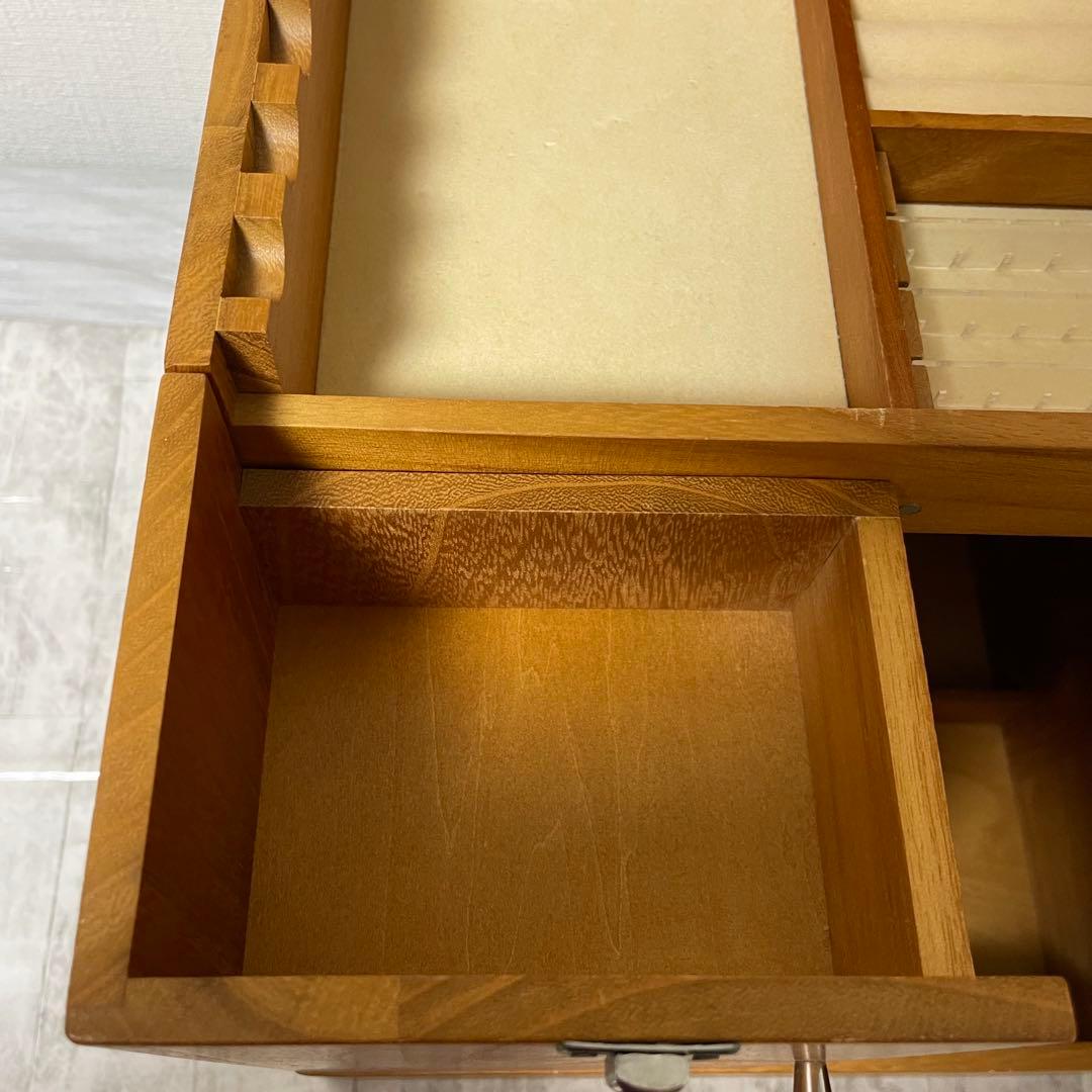 化粧箱 木目 三面鏡 木製 レトロ メイクボックス ドレッサー