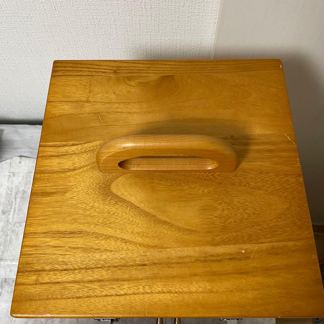 化粧箱 木目 三面鏡 木製 レトロ メイクボックス ドレッサー