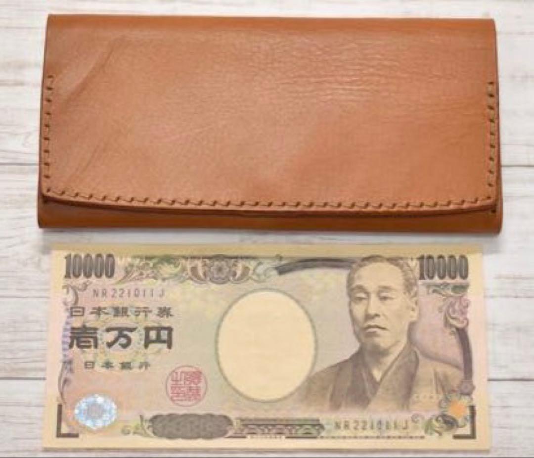 ほぼ1万円札サイズの中身にアクセスしやすい薄 めの長財布　右利き用黒※中古