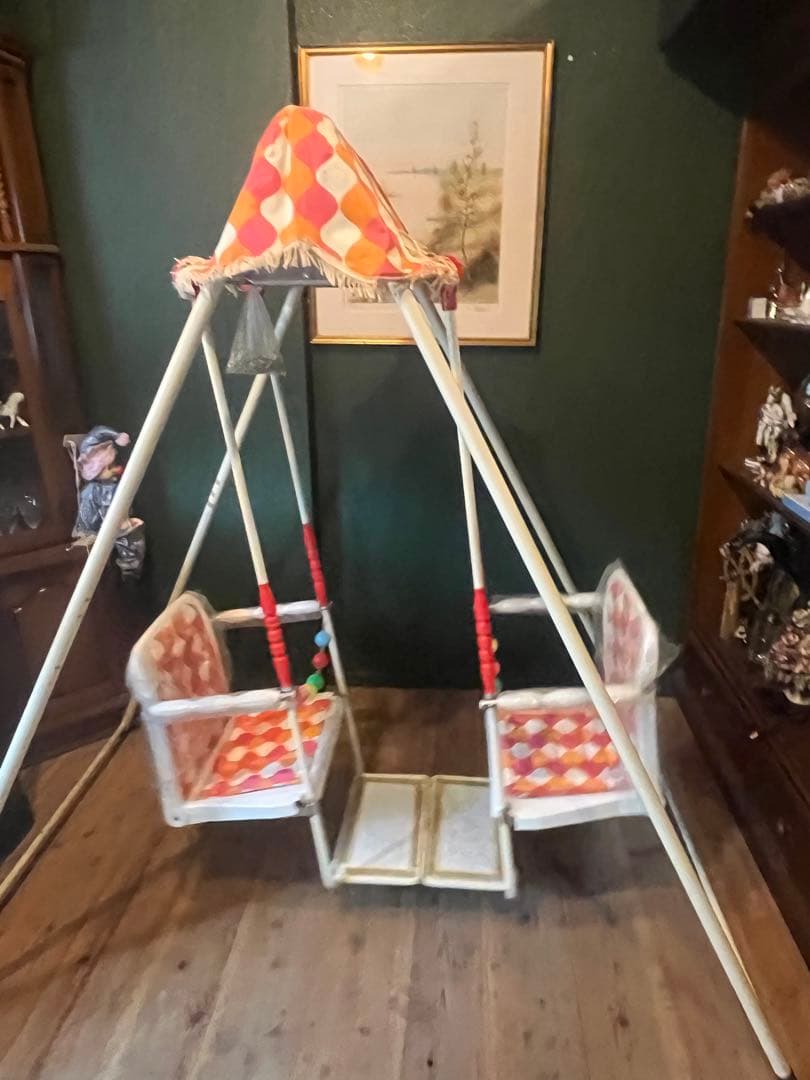 対面式 ブランコ ガーデン レトロポップ 昭和レトロ 当時物 インテリア