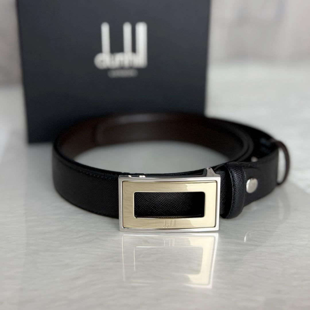 新品♡保存箱付♡dunhillダンヒル ロゴ スクエアバックル レザー ベルト