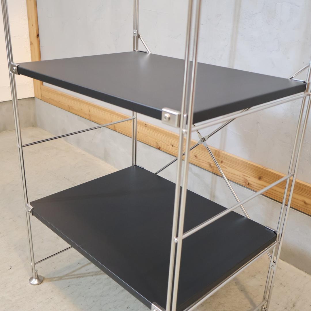 無印良品 MUJI ユニットシェルフ ダークグレー ワードローブバー付き 3段