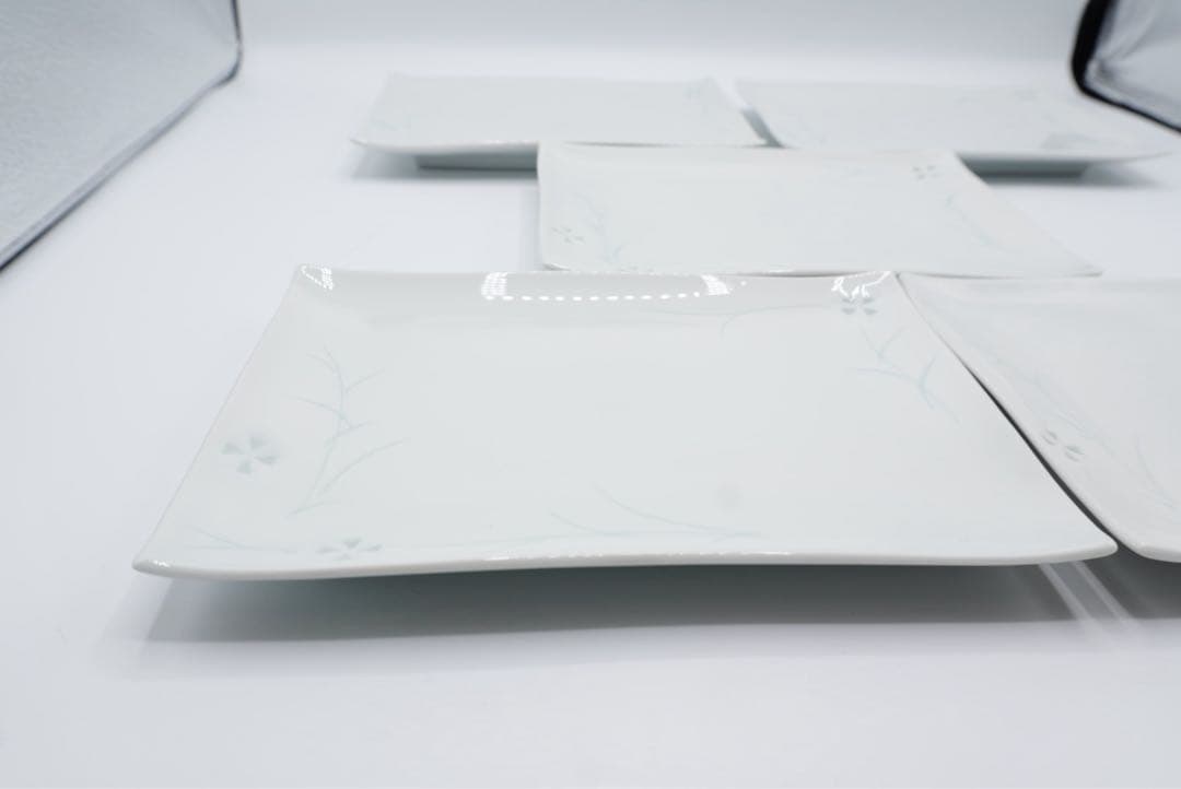 特選高級美術　有田焼　ホタル焼　ホタル透かし　焼皿　角皿　平皿　5客セット