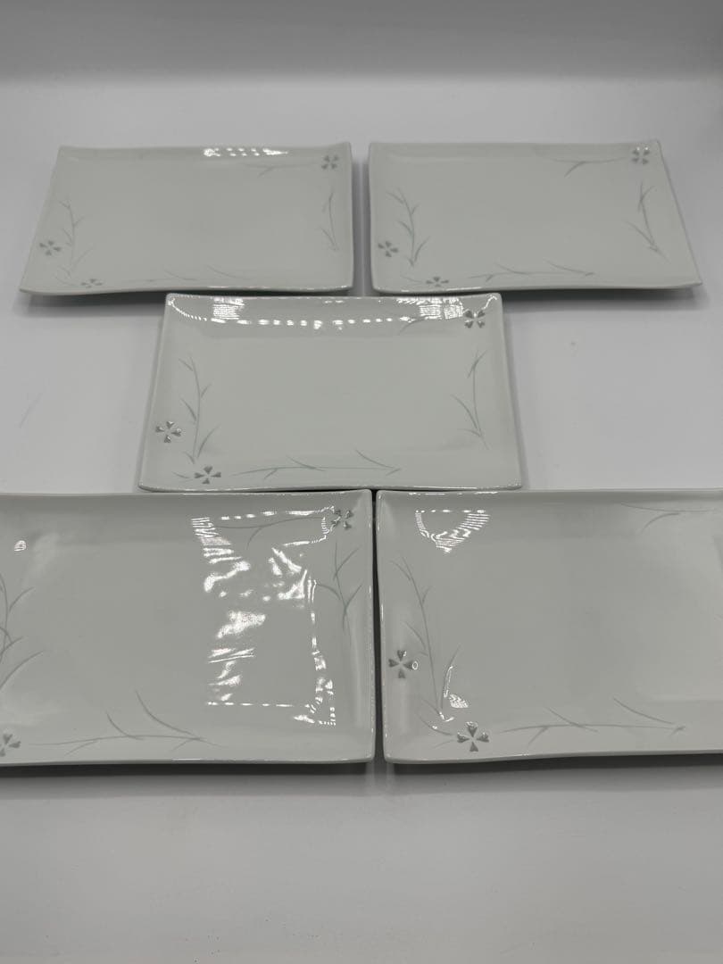 特選高級美術　有田焼　ホタル焼　ホタル透かし　焼皿　角皿　平皿　5客セット