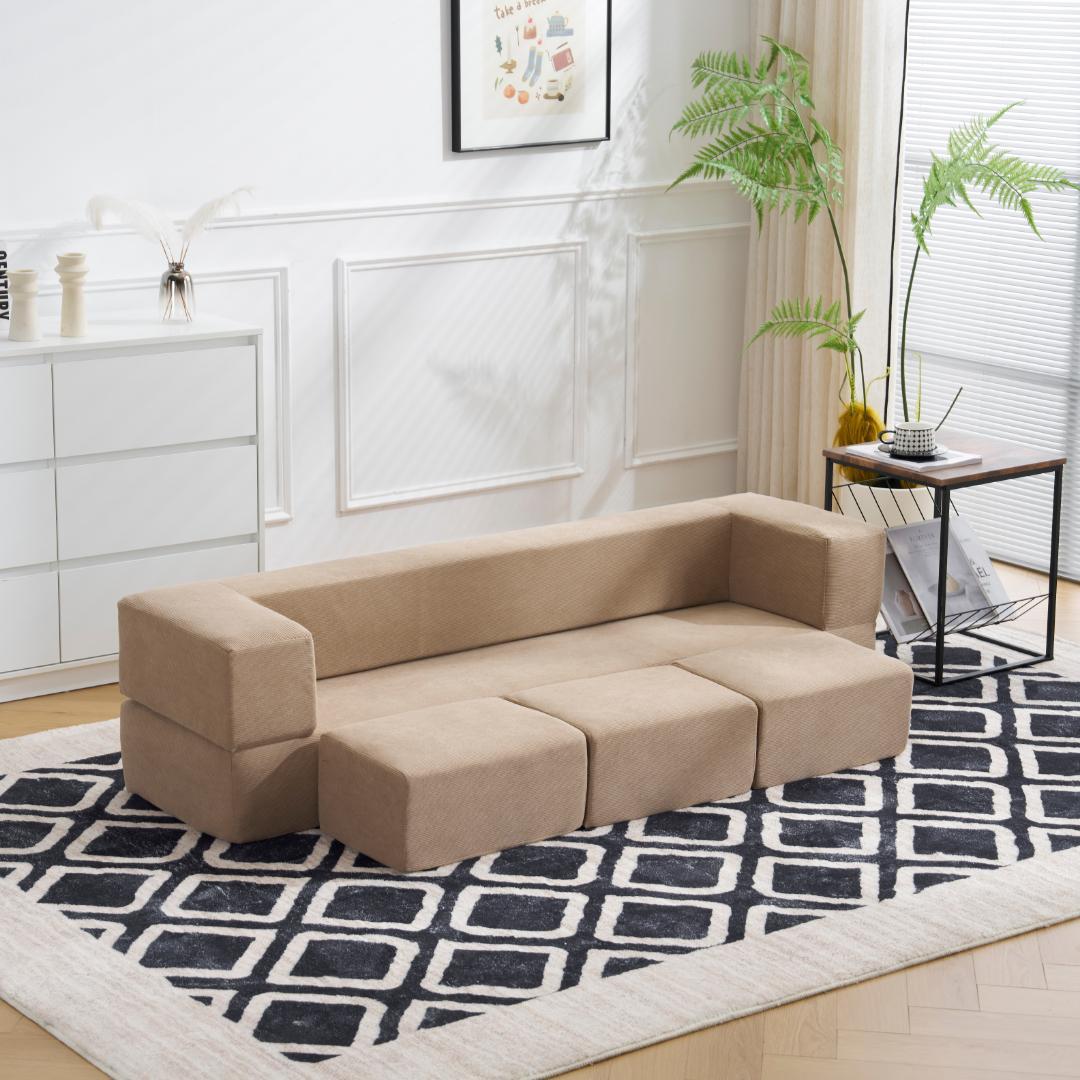 ソファベッド 5人掛け 5P 組立て不要 フロアソファ コンパクト ローソファ