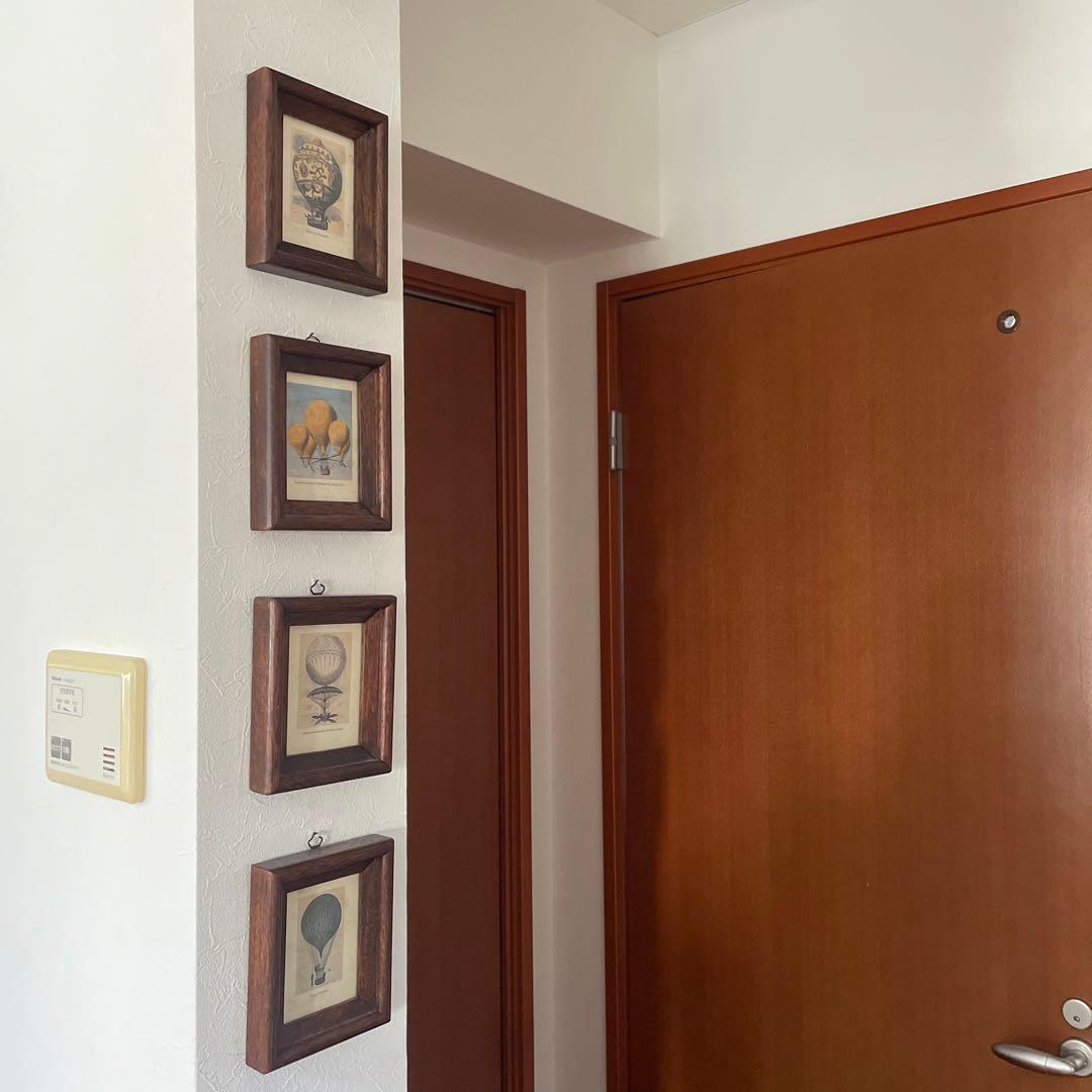 アンティーク　気球　額