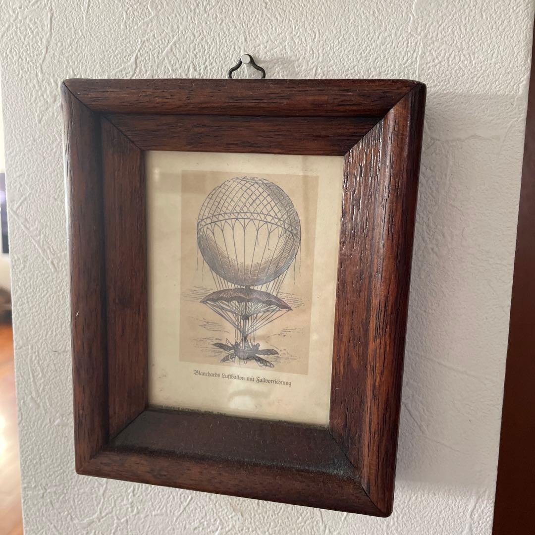 アンティーク　気球　額