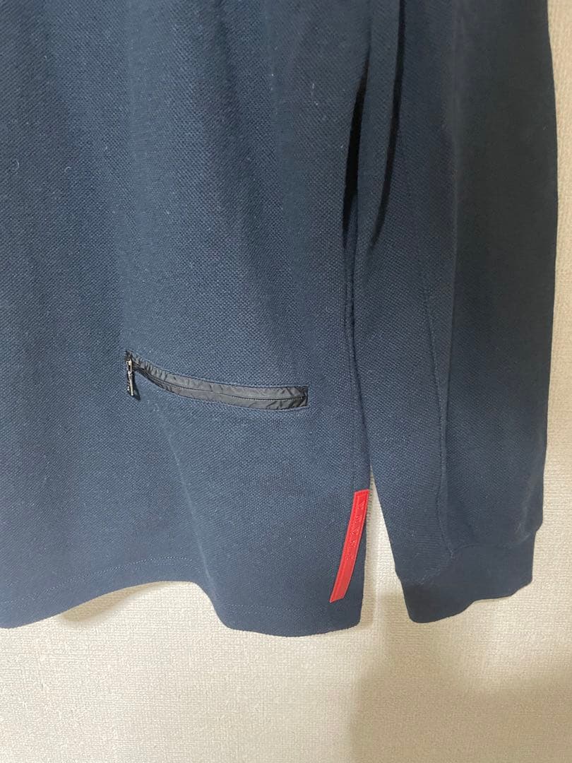 prada sporネイビー ジッパー付き長袖シャツ