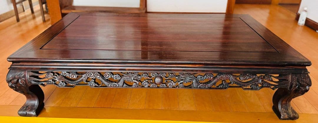 黒檀 龍の彫刻 芸術品 工芸品 テーブル 手彫り 高級品