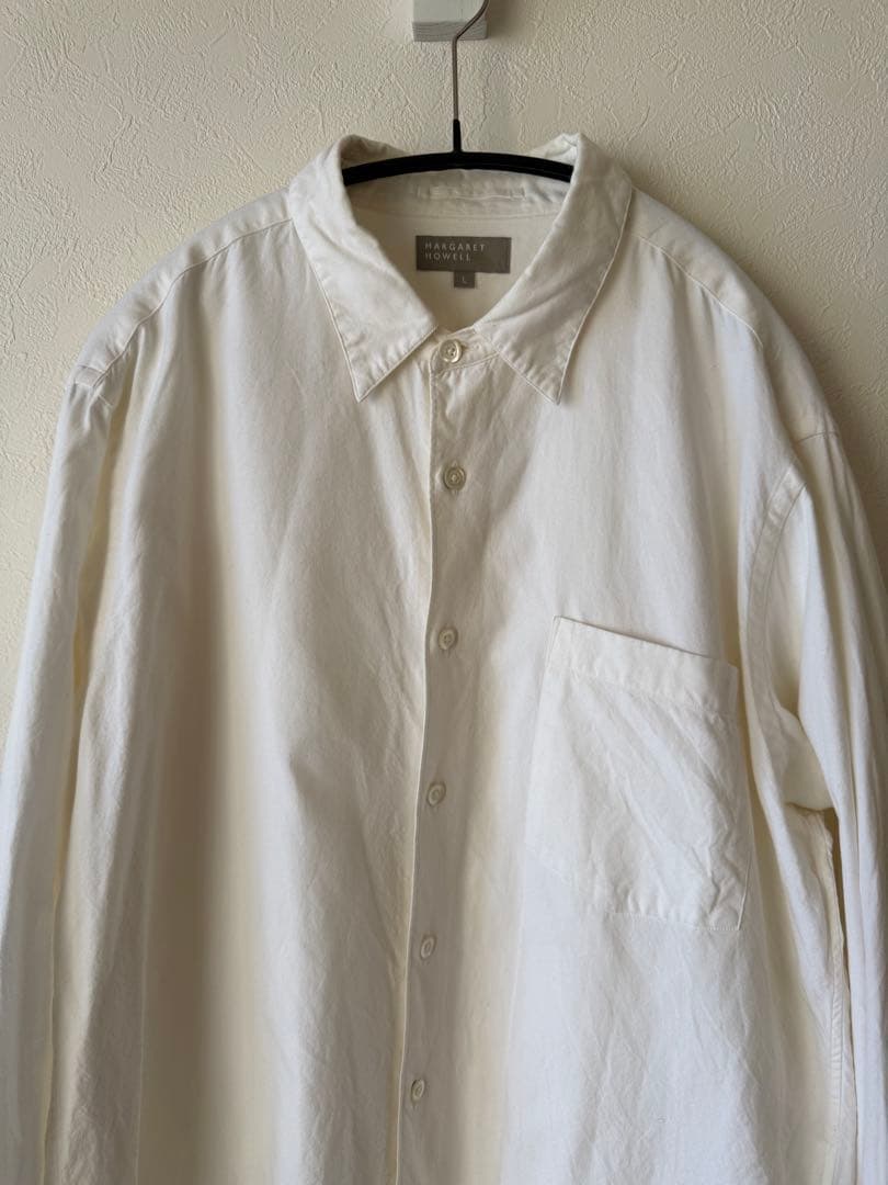マーガレットハウエル　白　レギュラーカラーシャツ　サイズL