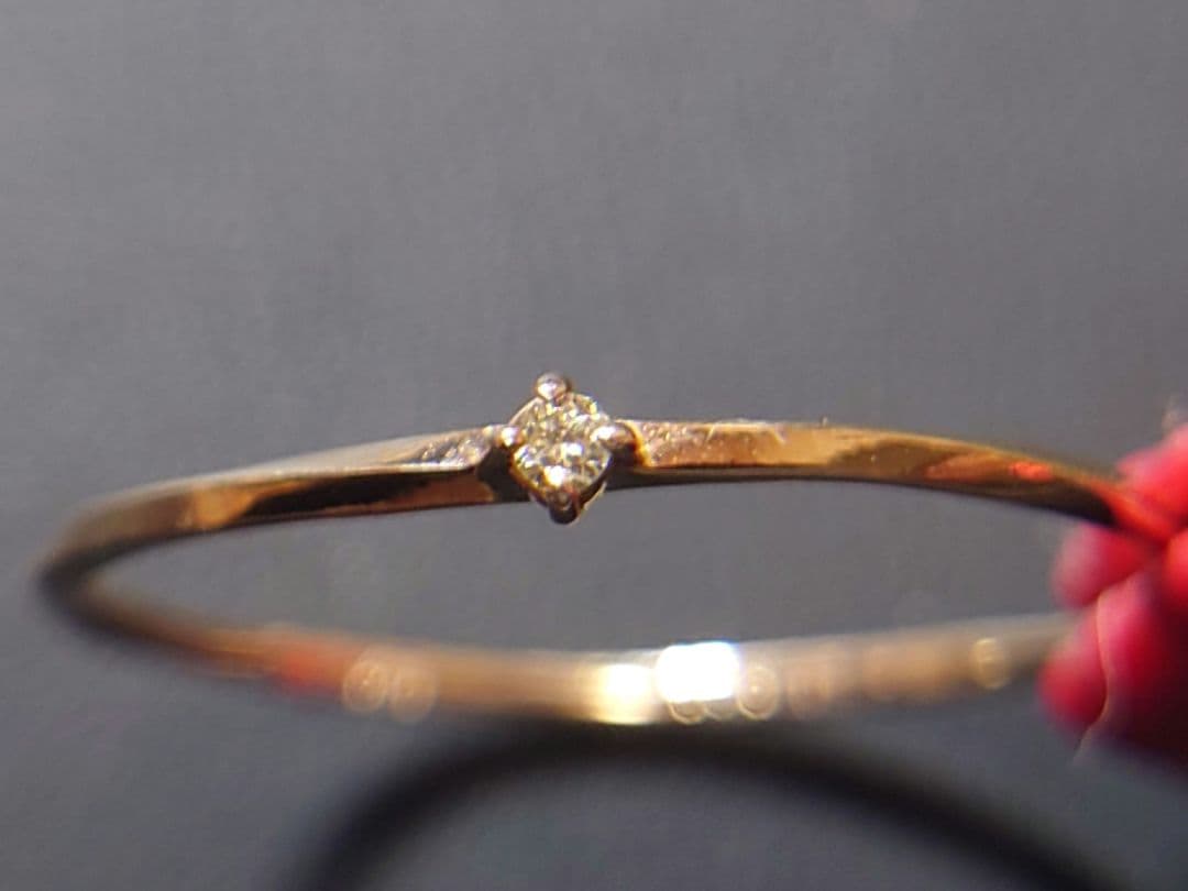 K10 12号 天然ダイヤ 指輪 リング ピンクゴールドピンキーリング