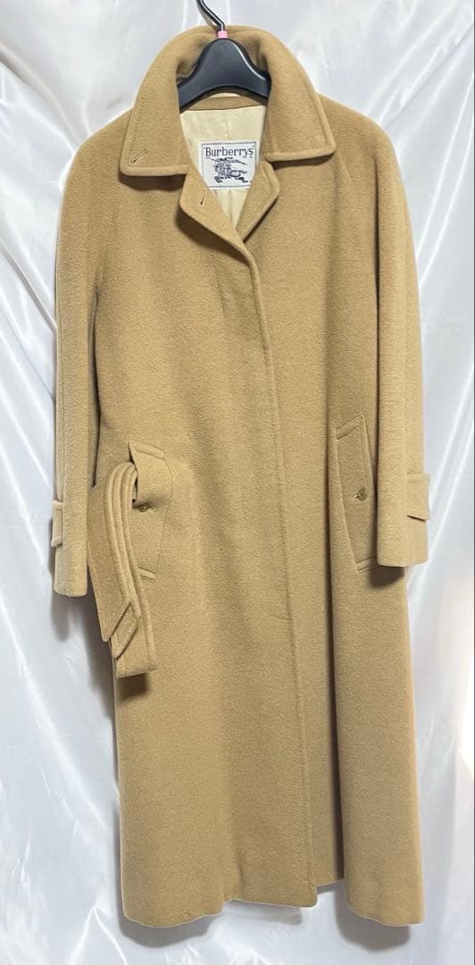 Burberry コート　プローサム　ステンカラー　ウール　裏地ロゴ　キャメル