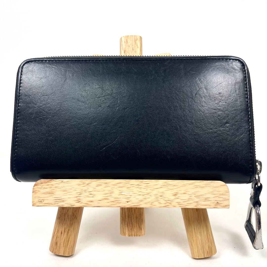 ラルフローレン　長財布　ラウンドファスナー　ビッグロゴ　型押しエンボス　レザー