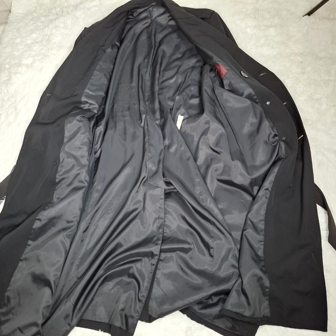 【ヨウジヤマモト・着丈127】トレンチコート ダブル ウール マキシ丈 L 黒