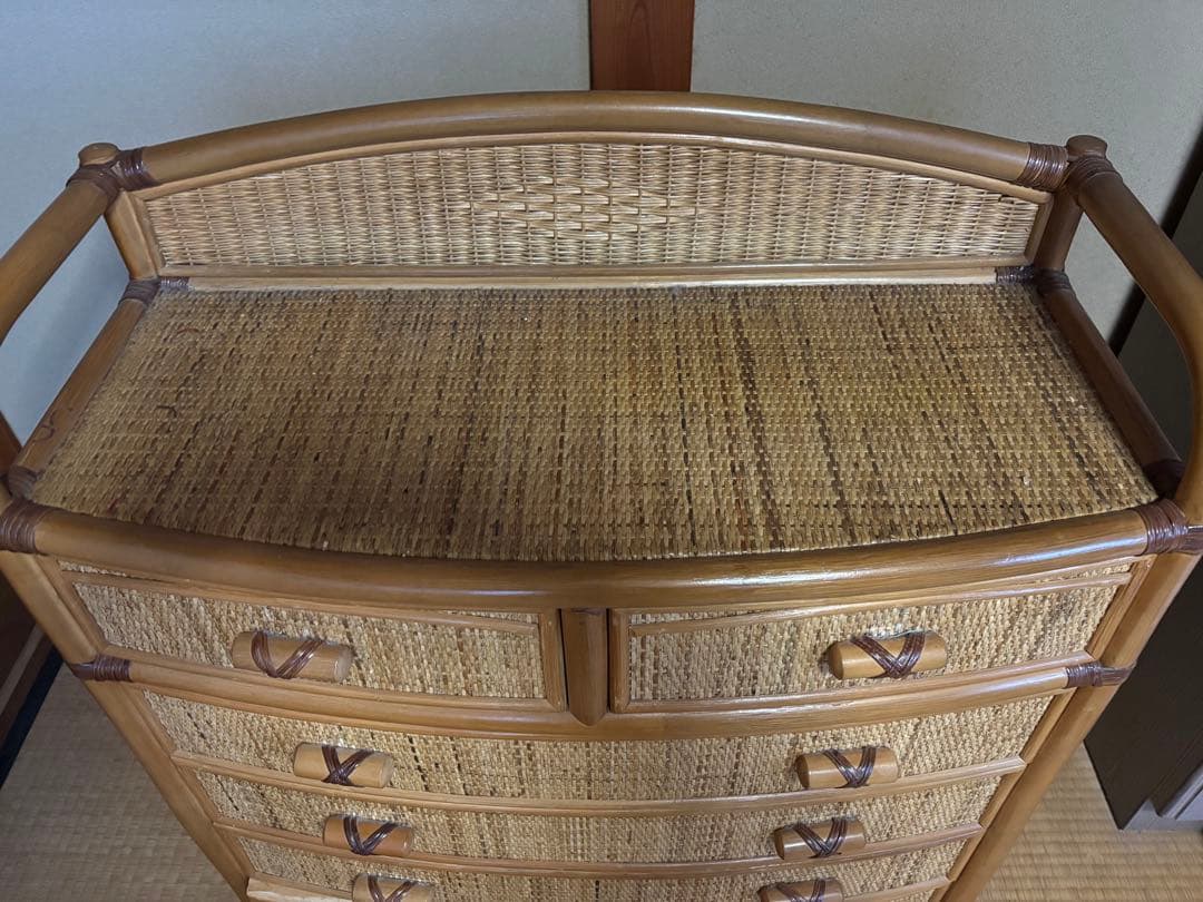 藤家具　ラタン5段チェスト