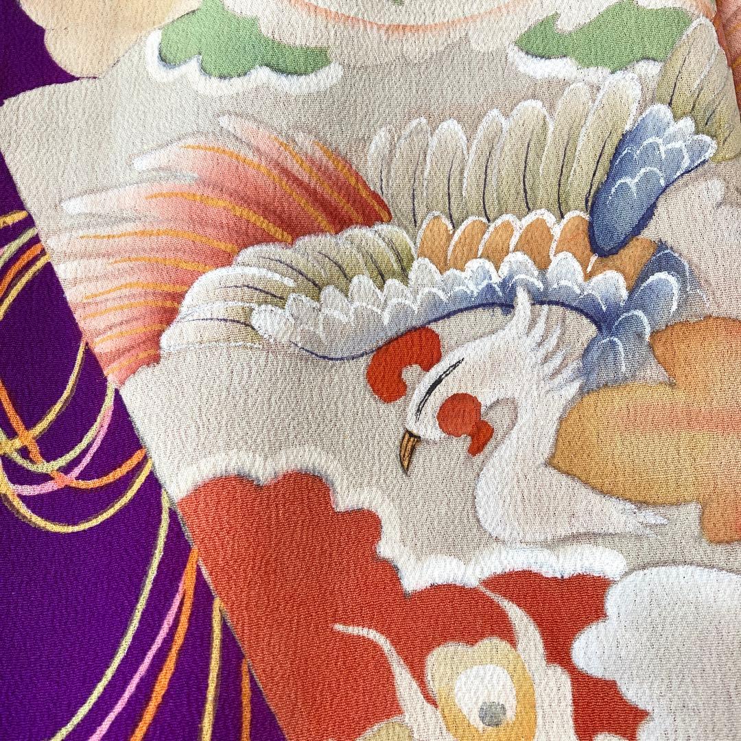 アンティーク　鳳凰　女の子　七五三　子供着物　 アンティーク着物　縮緬　NO6