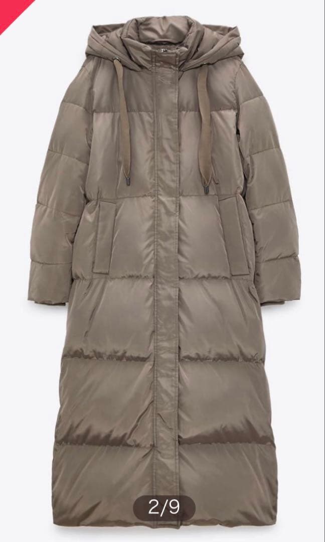 【極美品】ZARA ウォーター＆ウィンドプロテクションフード ロングダウンコート